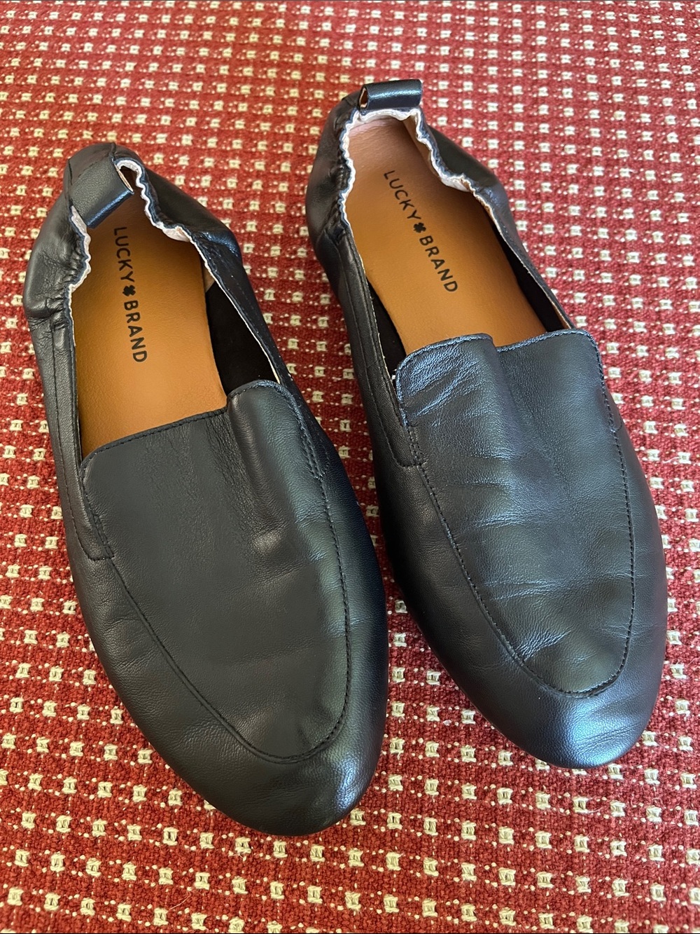 Lucky Brand Women’s Morissie Black Slip-On Leather Loafers